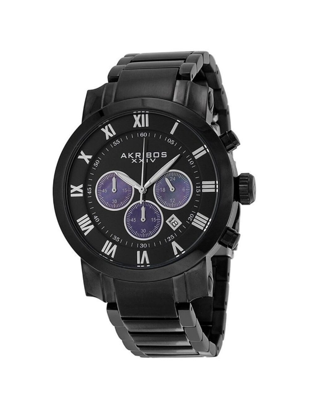 NWT Akribos XXIV Akribos Chronograph Black Dial Black PVD Men's Watch